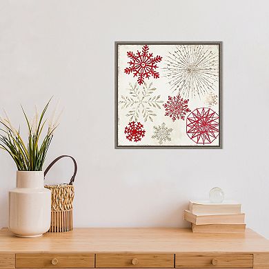 Amanti Art Merry Christmas Sparkles Snowflakes Framed Canvas Wall Art