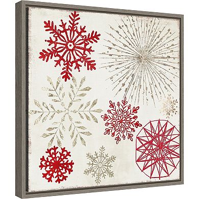 Amanti Art Merry Christmas Sparkles Snowflakes Framed Canvas Wall Art