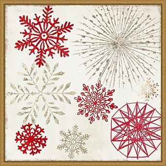 Amanti Art Merry Christmas Sparkles Snowflakes Framed Canvas Wall Art