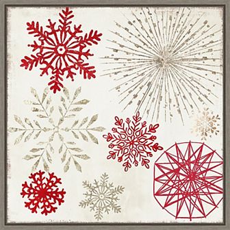 Amanti Art Merry Christmas Sparkles Snowflakes Framed Canvas Wall Art