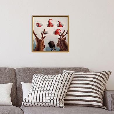 Amanti Art Whack-An-Elf Reindeer Games Framed Canvas Wall Art