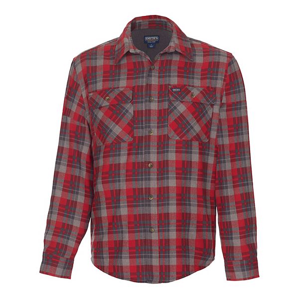 Men's Smith's Workwear Plaid Flannel 2-Pocket Button-Down Shirt