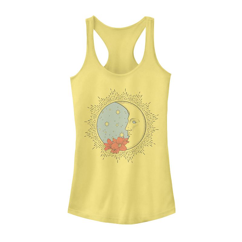 Juniors Side Moon Flowers Galactic Graphic Tank, Girls, Size: XS, Yellow
