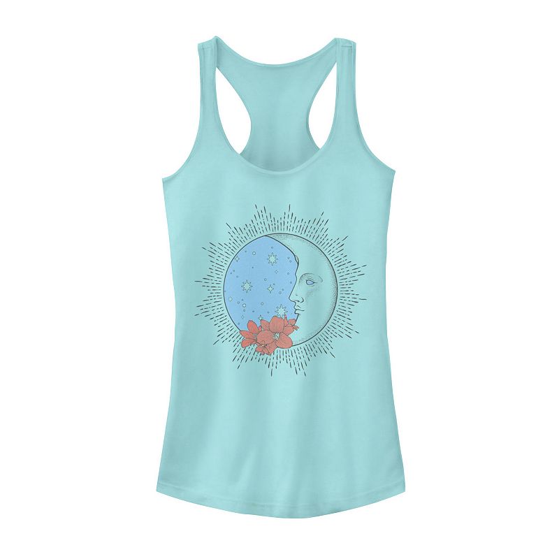 Juniors Side Moon Flowers Galactic Graphic Tank, Girls, Size: XS, Blue