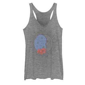 Juniors' Side Moon Flowers Galactic Racerback Tank Top
