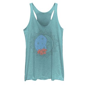 Juniors' Side Moon Flowers Galactic Racerback Tank Top
