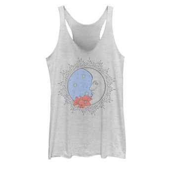 Juniors' Side Moon Flowers Galactic Racerback Tank Top