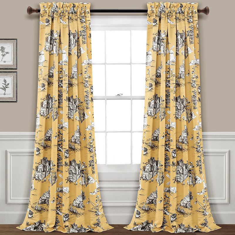 Lush Decor 2-pack French Country Toile Room Darkening Window Curtain Set, M