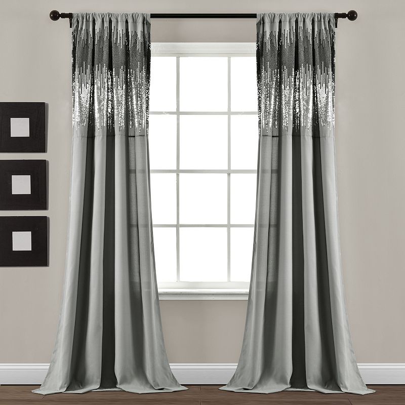Lush Decor 2-pack Shimmer Sequins Window Curtain Set, Grey, 42X84