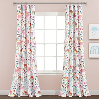 Lush Decor 2-pack Unicorn Heart Window Curtain Set