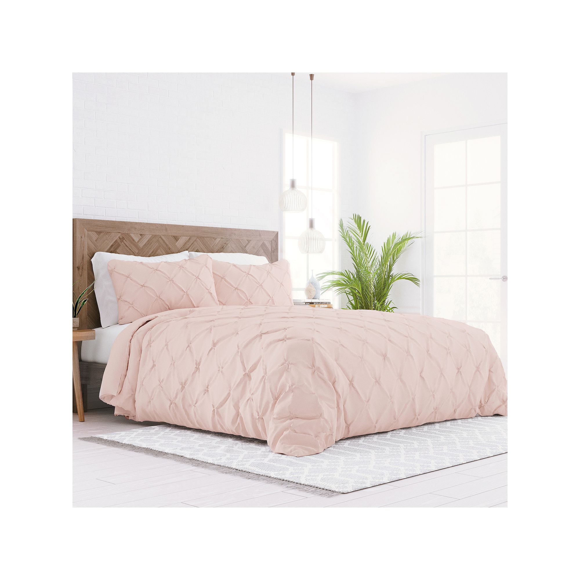 Home Collection Premium Ultra Soft Pinch Pleat Duvet Cover Set, Blush