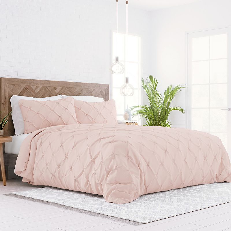 Home Collection Premium Ultra Soft Pinch Pleat Duvet Cover Set, Pink, Twin