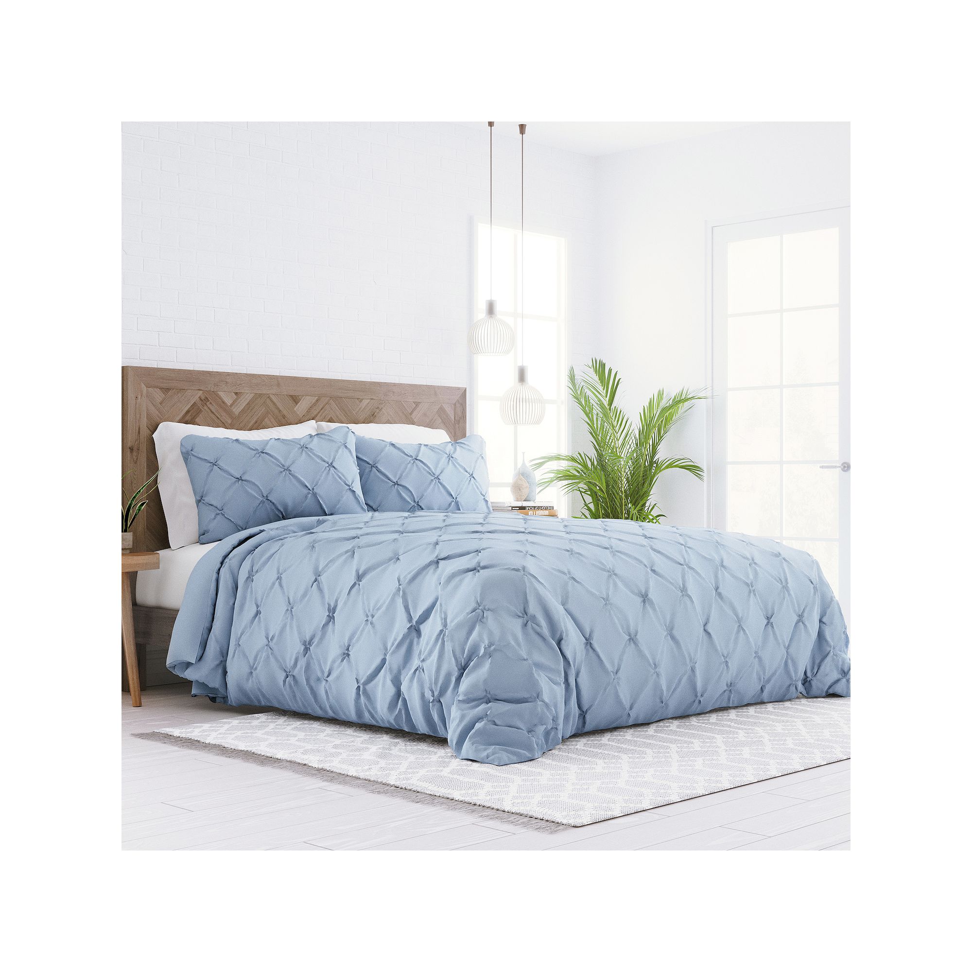 Home Collection Premium Ultra Soft Pinch Pleat Duvet Cover Set, Light Blue