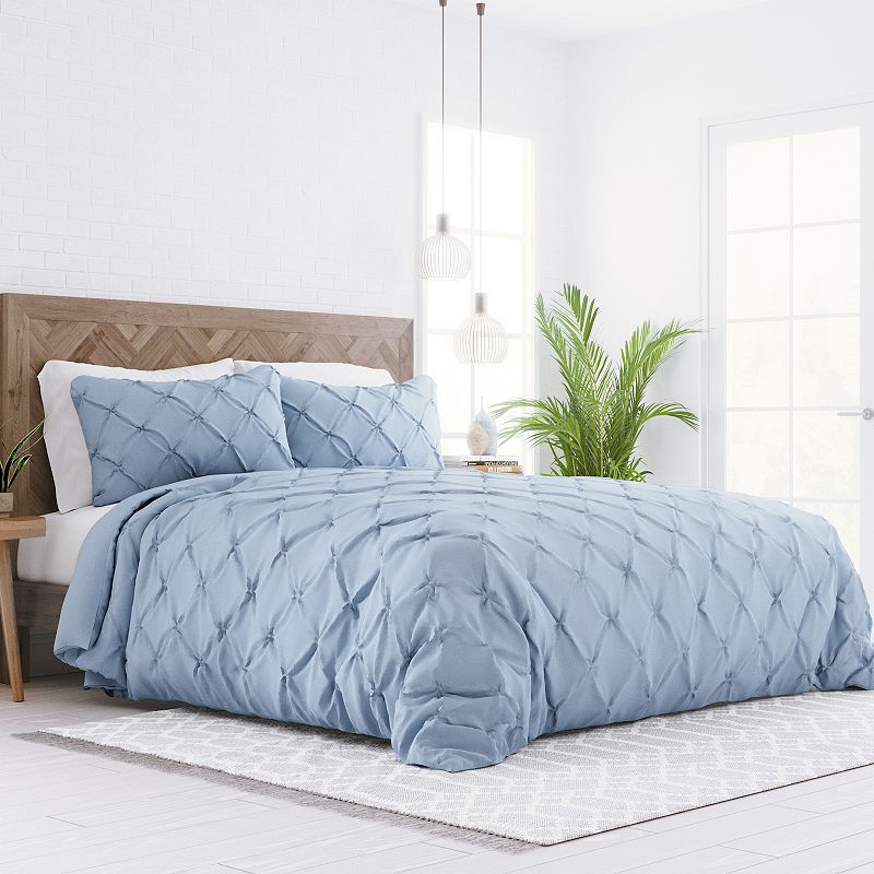 Home Collection Premium Ultra Soft Pinch Pleat Duvet Cover Set, Blue, King