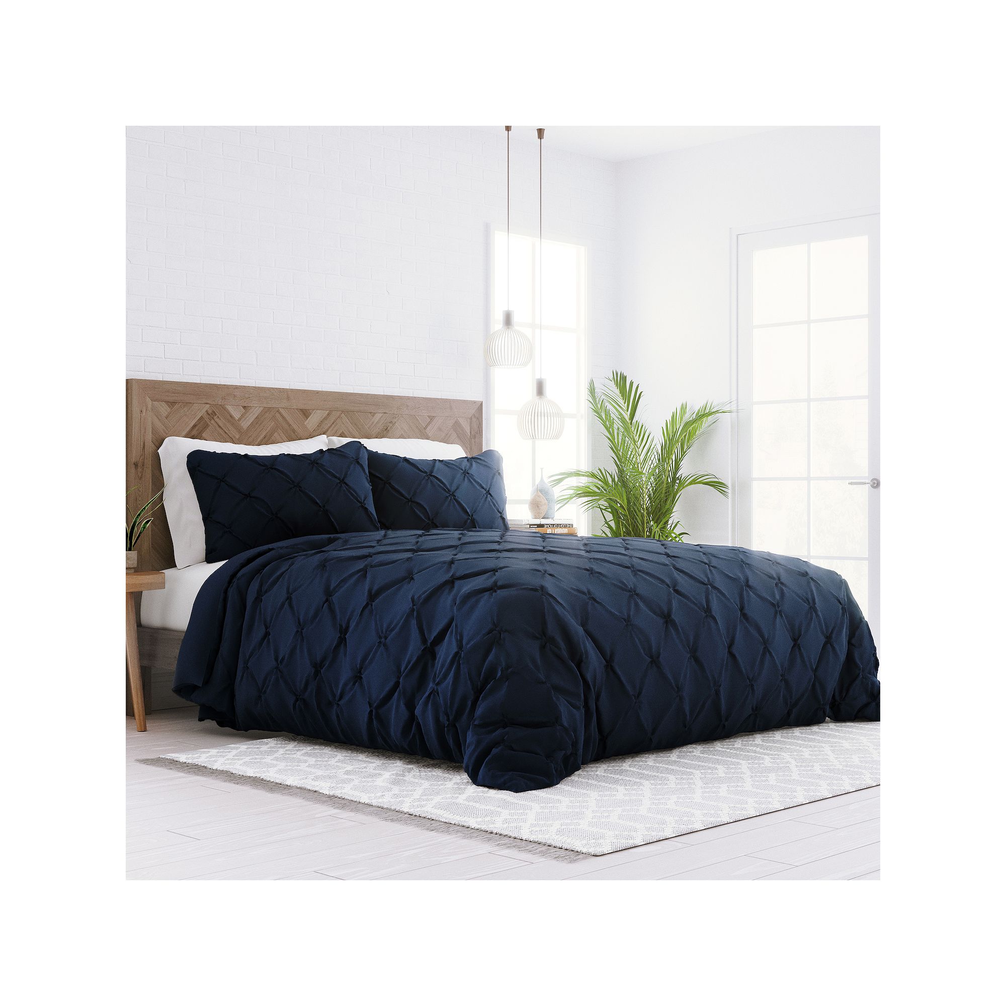 Home Collection Premium Ultra Soft Pinch Pleat Duvet Cover Set, Blue