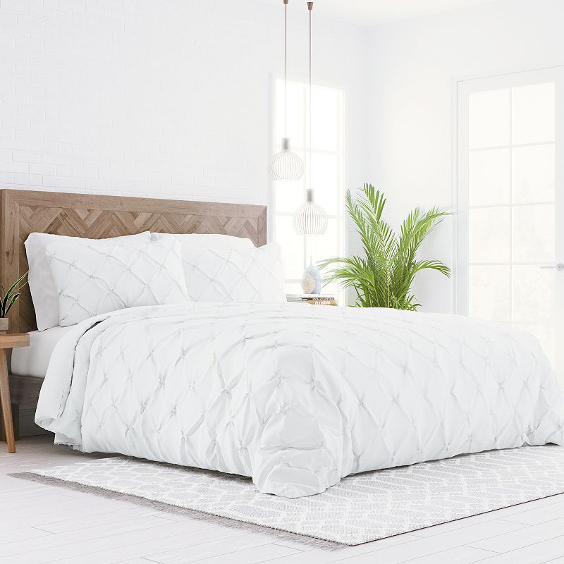 Home Collection Premium Ultra Soft Pinch Pleat Duvet Cover Set, White, King