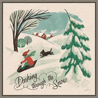 Amanti Art Winter Bliss IV Sled Framed Canvas Wall Art