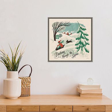 Amanti Art Winter Bliss IV Sled Framed Canvas Wall Art