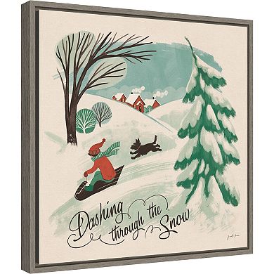 Amanti Art Winter Bliss IV Sled Framed Canvas Wall Art