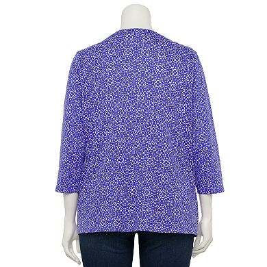 Petite Croft & Barrow® Pintuck Splitneck Henley Top