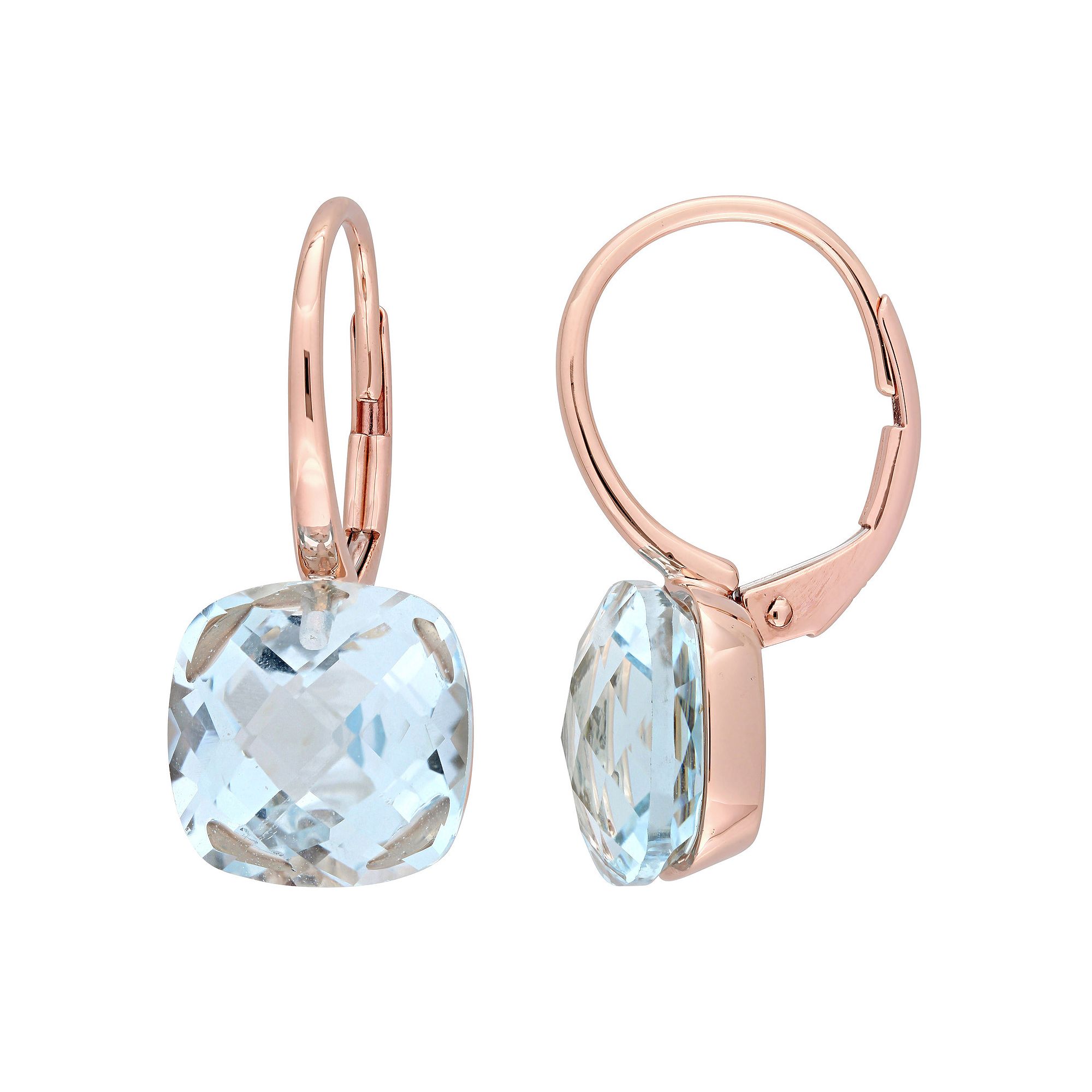 Stella Grace 14k Rose Gold Sky Blue Topaz Leverback Earrings, Womens