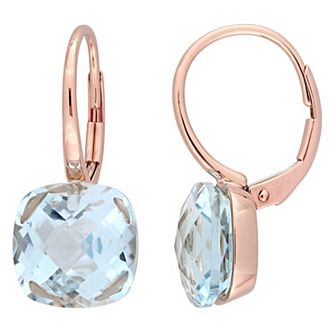 Stella Grace 14k Rose Gold Sky Blue Topaz Leverback Earrings