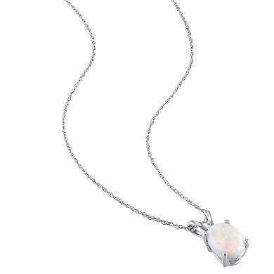 Stella Grace 10k White Gold Oval Cut Opal Solitaire Pendant Necklace
