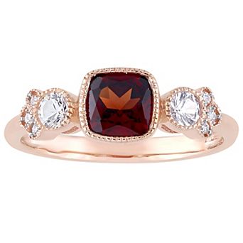 Stella Grace 10k Rose Gold Garnet, White Sapphire & Diamond Accent Fashion Ring