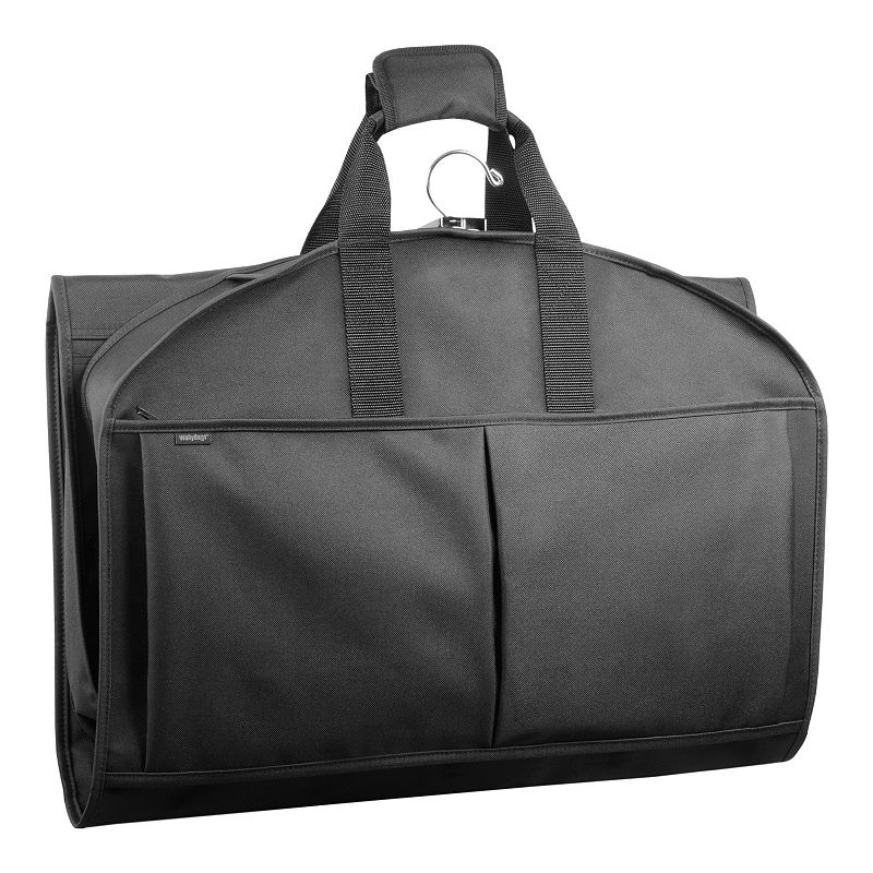 WallyBags 48” Deluxe Tri-Fold Travel Garment Bag with Three Pockets, Blac