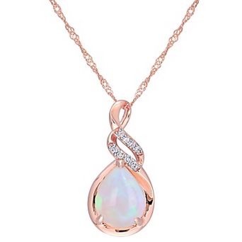 Stella Grace 10k Rose Gold Ethiopian Opal & Diamond Accent Twist Pendant Necklace