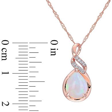 Stella Grace 10k Rose Gold Ethiopian Opal & Diamond Accent Twist Pendant Necklace