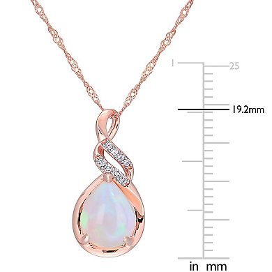 Stella Grace 10k Rose Gold Ethiopian Opal & Diamond Accent Twist Pendant Necklace