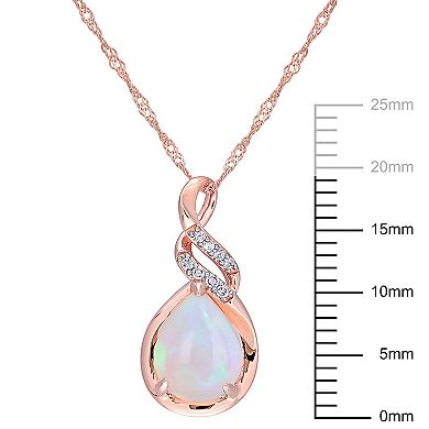 Stella Grace 10k Rose Gold Ethiopian Opal & Diamond Accent Twist Pendant Necklace