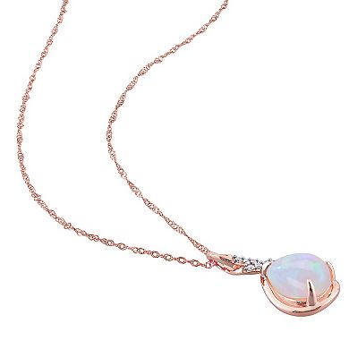 Stella Grace 10k Rose Gold Ethiopian Opal & Diamond Accent Twist Pendant Necklace