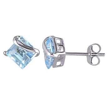 Stella Grace 10k White Gold & Blue Topaz Square-Shaped Stud Earrings