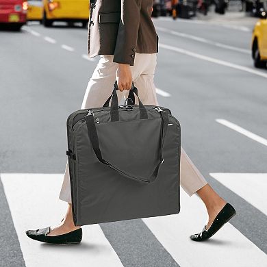 WallyBags® 45" Premium Extra Wide Garment Bag with Shoulder Strap and Two Large Pockets
