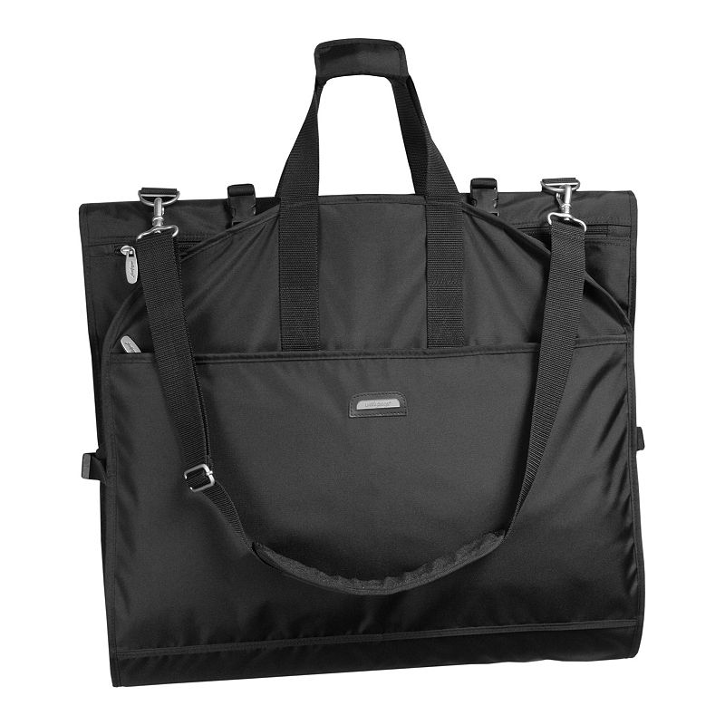 WallyBags® 66 Premium Tri-Fold Carry On Destination Wedding Gown Travel Bag with Multiple Pockets and Shoulder Strap, Black