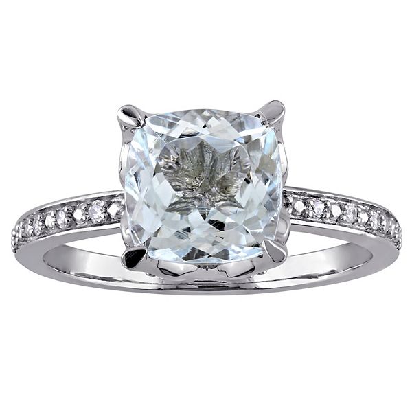 Stella Grace 10k White Gold Aquamarine & Diamond Accent Fashion Ring