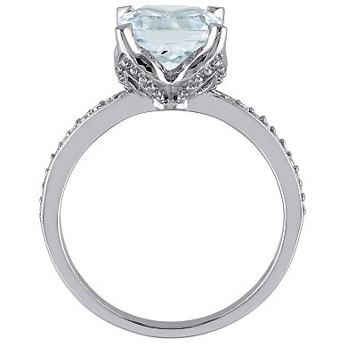 Stella Grace 10k White Gold Aquamarine & Diamond Accent Fashion Ring