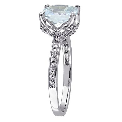 Stella Grace 10k White Gold Aquamarine & Diamond Accent Fashion Ring