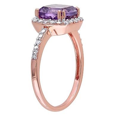 Stella Grace 10k Rose Gold Amethyst & 1/10 Carat T.W. Diamond Halo Ring