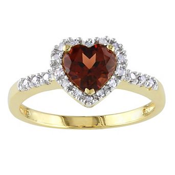 Stella Grace 10k Gold Garnet & 1/10 Carat T.W. Diamond Heart Ring
