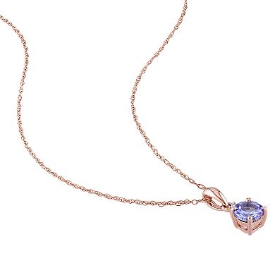 Stella Grace 10k Rose Gold Tanzanite Diamond Accent Solitaire Pendant Necklace & Earrings Set