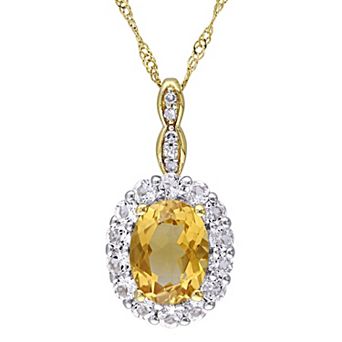 Stella Grace 14k Gold Citrine, White Topaz & Diamond Accent Vintage Pendant Necklace