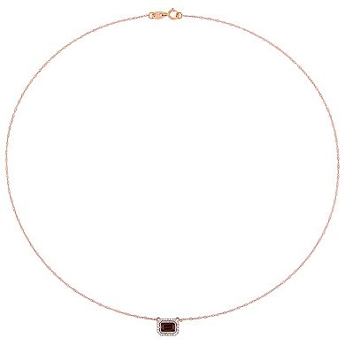 Stella Grace 14k Rose Gold Garnet & 1/10 Carat T.W. Diamond Pendant Necklace