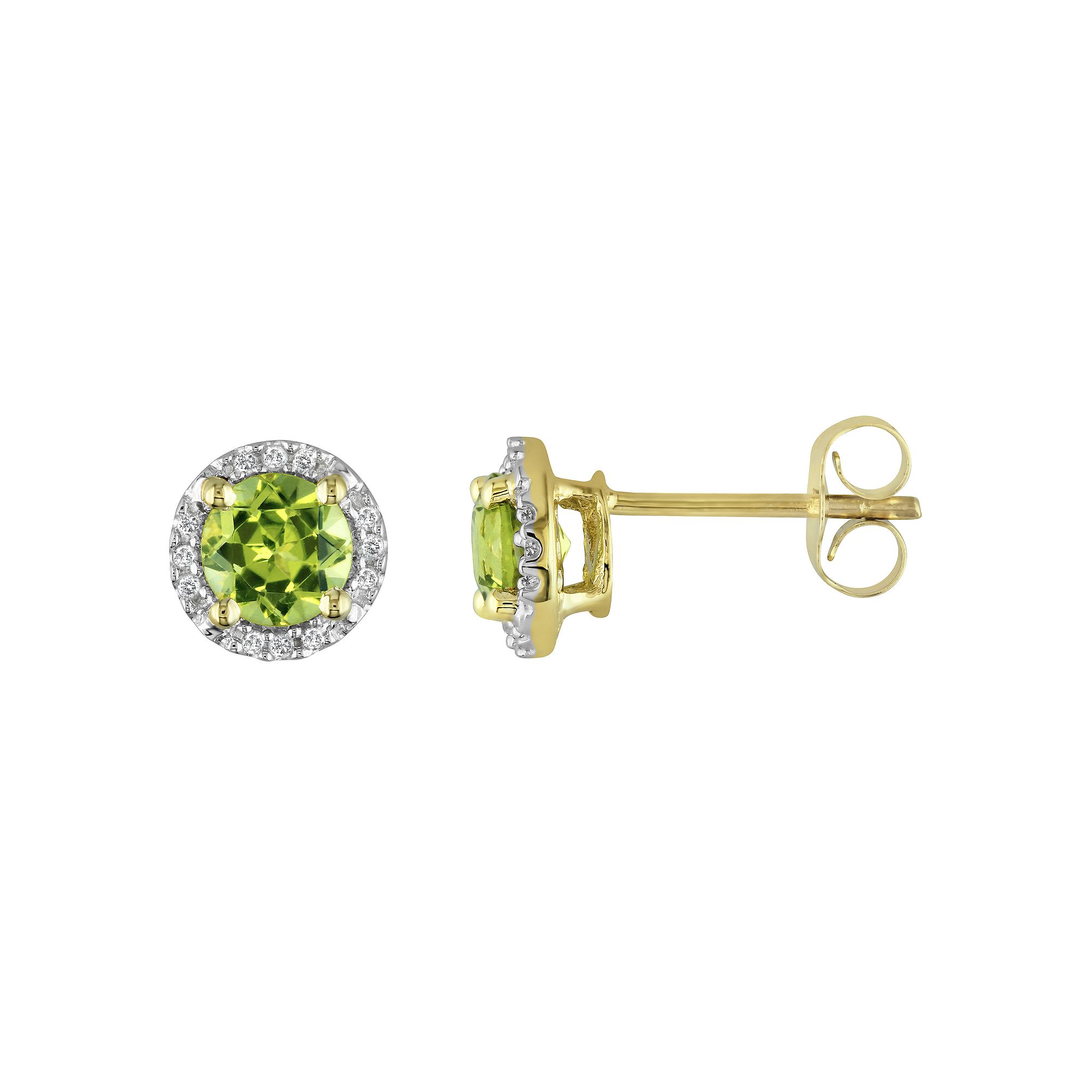 Stella Grace 10k Gold Peridot & Diamond Accent Halo Earrings, Womens