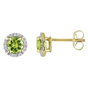 Stella Grace 10k Gold Peridot & Diamond Accent Halo Earrings