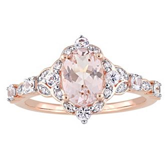 Stella Grace 10k Rose Gold Morganite, White Sapphire & Diamond Accent Vintage Halo Ring