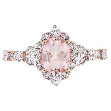 Stella Grace 10k Rose Gold Morganite, White Sapphire & Diamond Accent Vintage Halo Ring