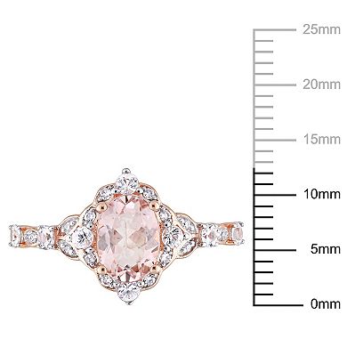 Stella Grace 10k Rose Gold Morganite, White Sapphire & Diamond Accent Vintage Halo Ring
